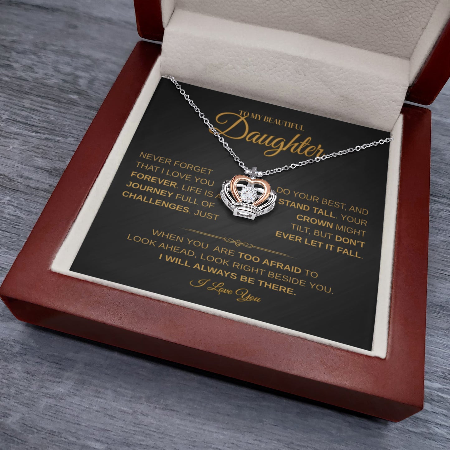 To My Beautiful Daughter | Stand Tall | Crown Necklace