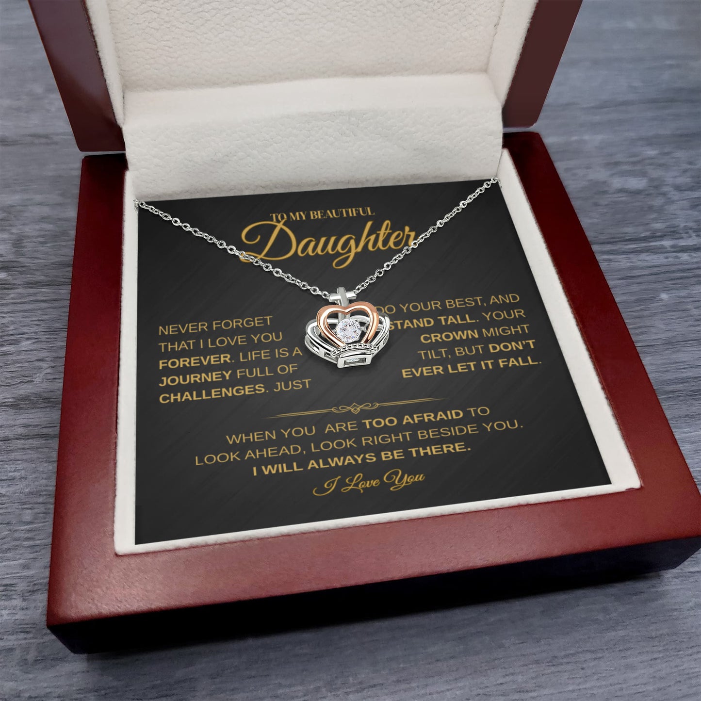 To My Beautiful Daughter | Stand Tall | Crown Necklace