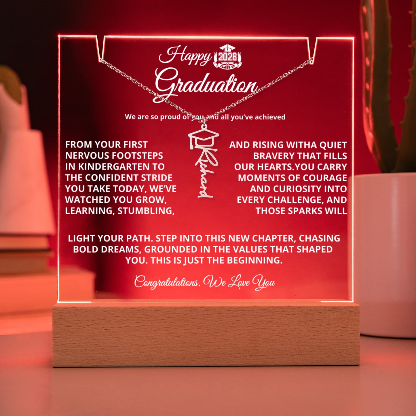 Happy Graduation For Her | Graduation Cap Name Necklace