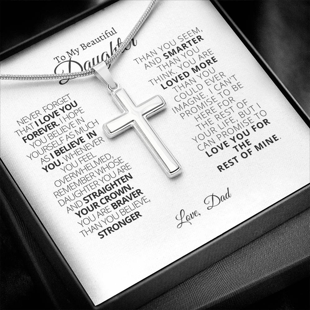 To My Daughter - Straighten Your Crown Cross Necklace