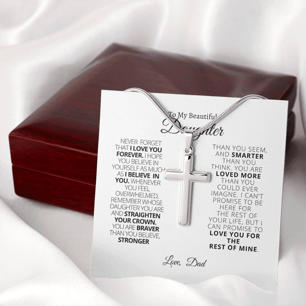 To My Daughter - Straighten Your Crown Cross Necklace