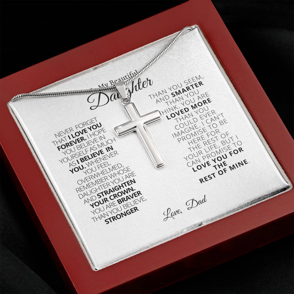 To My Daughter - Straighten Your Crown Cross Necklace