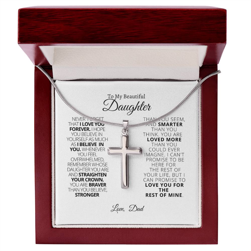 To My Daughter - Straighten Your Crown Cross Necklace