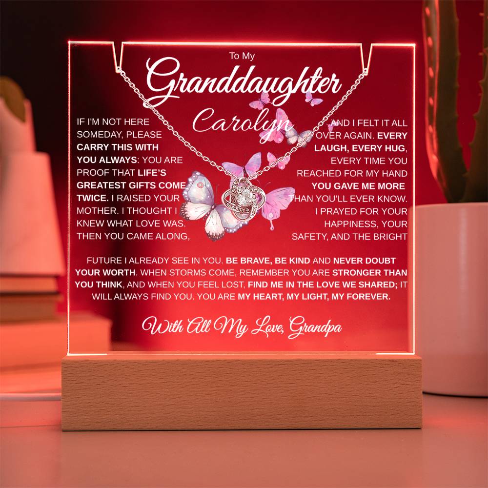 To My Granddaughter | My Heart | Personalized Keepsake Acrylic Bundle (Love Knot)