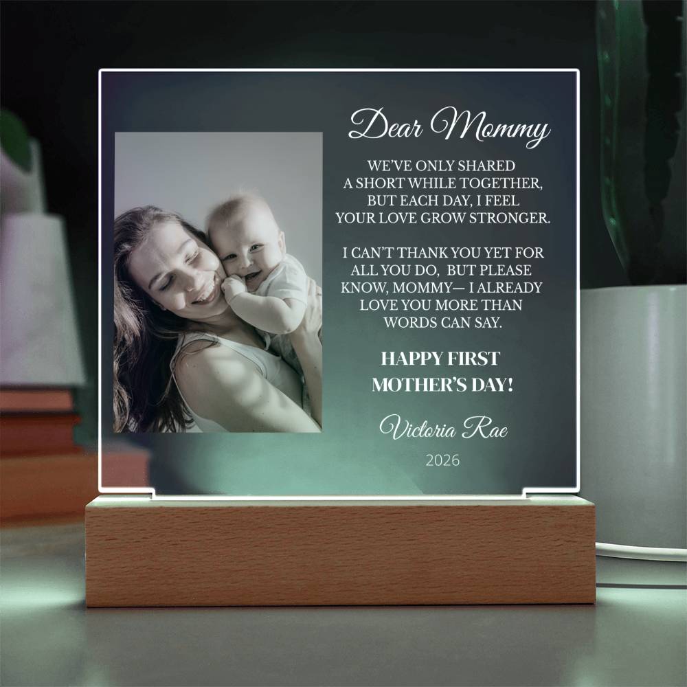 First Mother’s Day Keepsake – Personalized Baby to Mom Acrylic Square Plaque