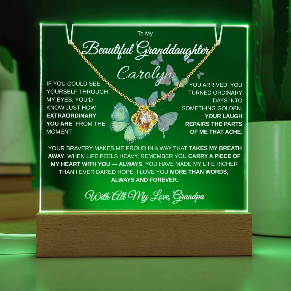 To My Beautiful Granddaughter | Personalized Keepsake Acrylic Bundle (Love Knot)
