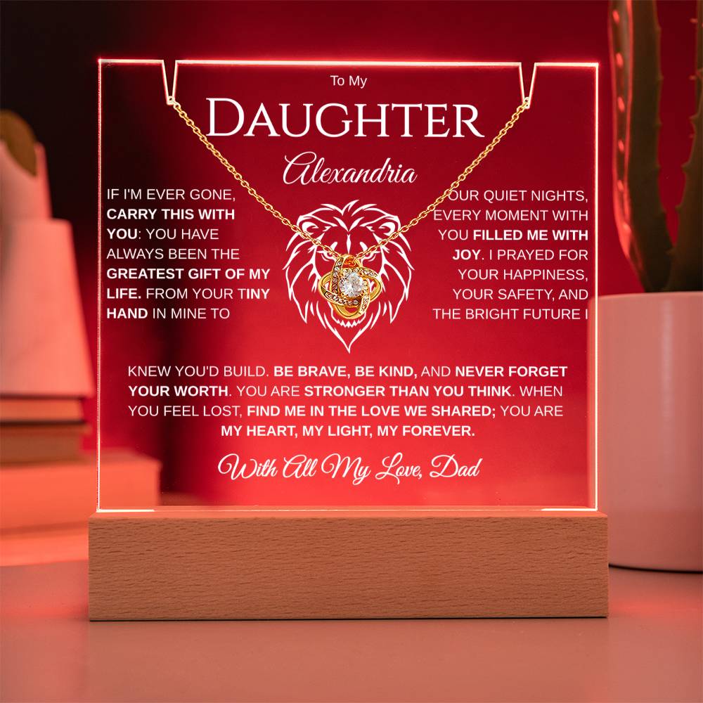 To My Daughter | Filled Me With Joy | Personalized Keepsake Acrylic Bundle Love Knot Necklace