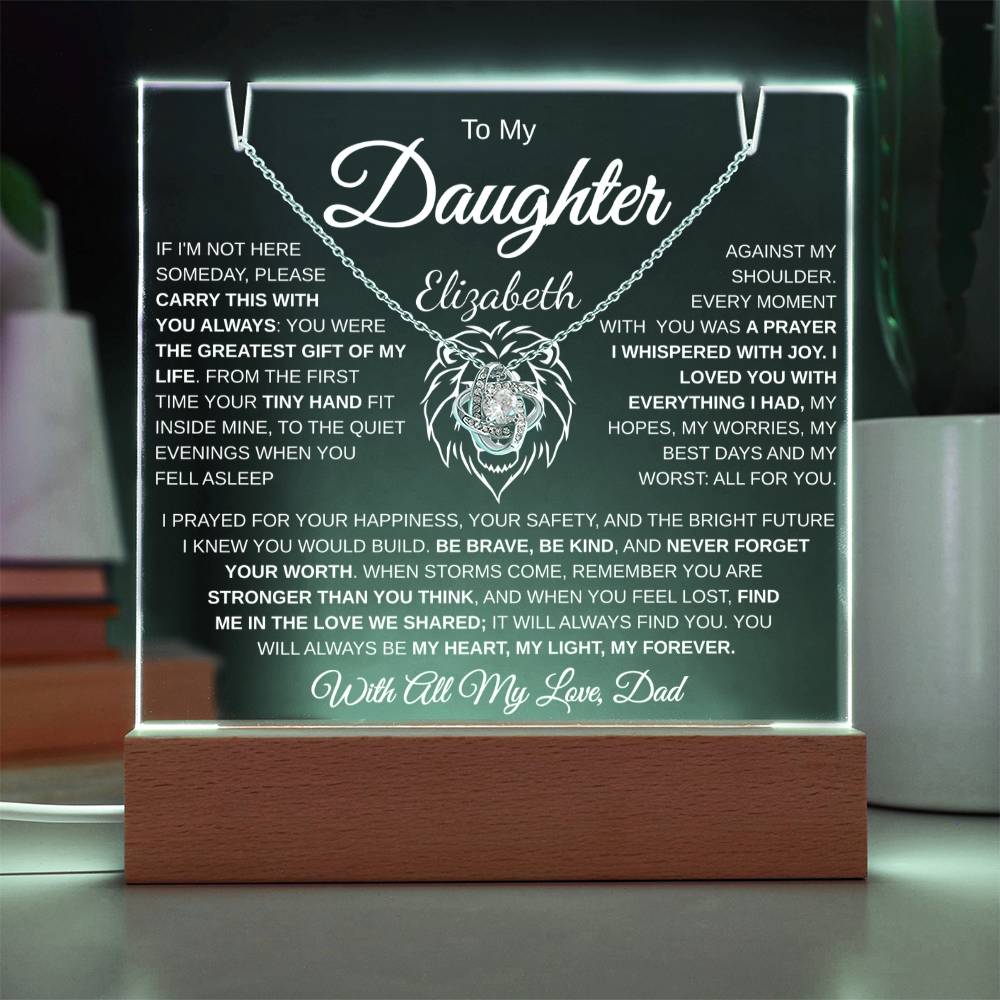 To my daughter personalized LED acrylic plaque with her name engraving from dad