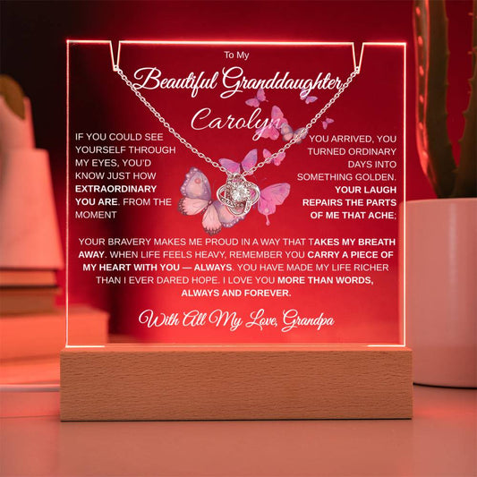 To My Beautiful Granddaughter | Personalized Keepsake Acrylic Bundle (Love Knot)