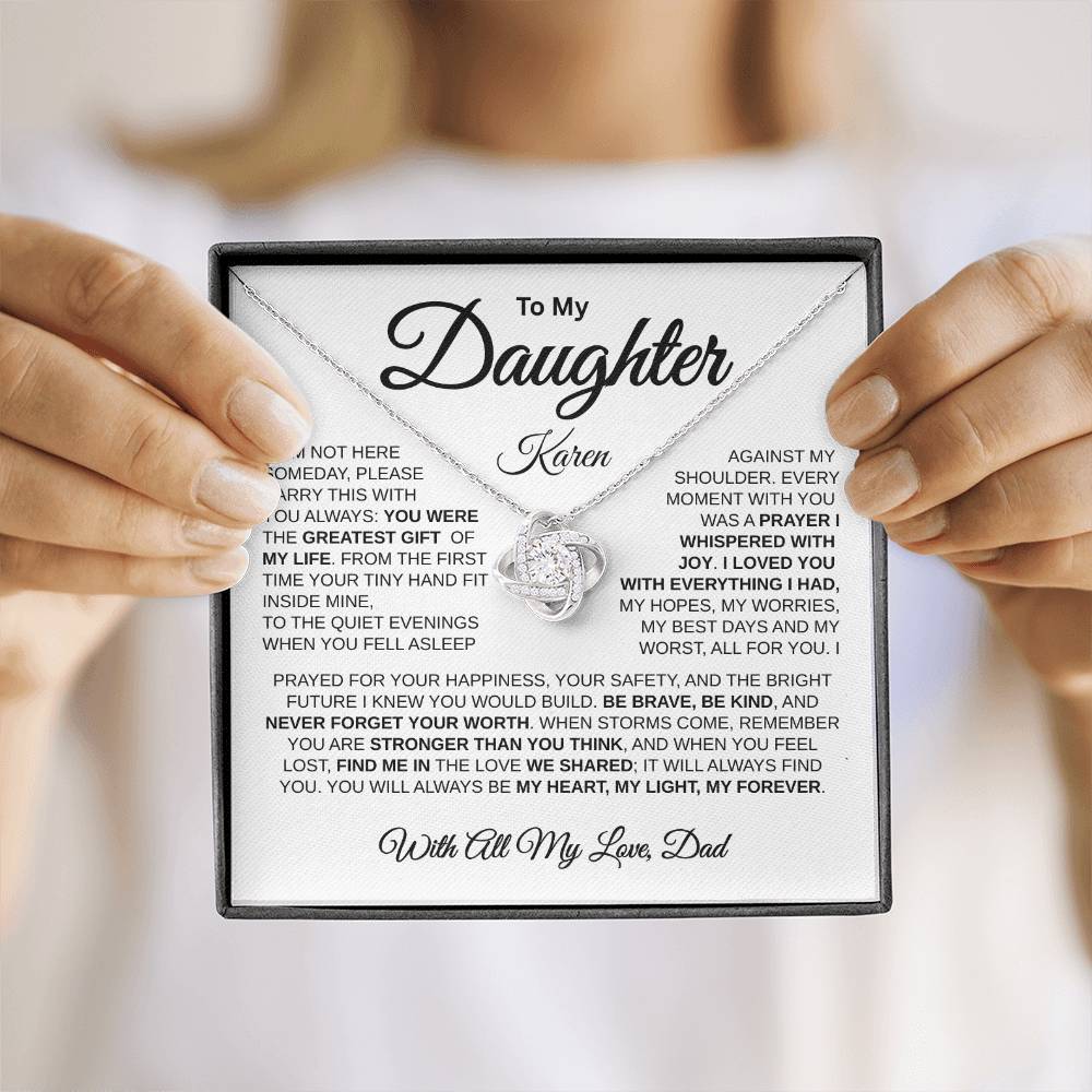 To My Daughter | My Greatest Gift  | Love Knot Necklace (WHT)