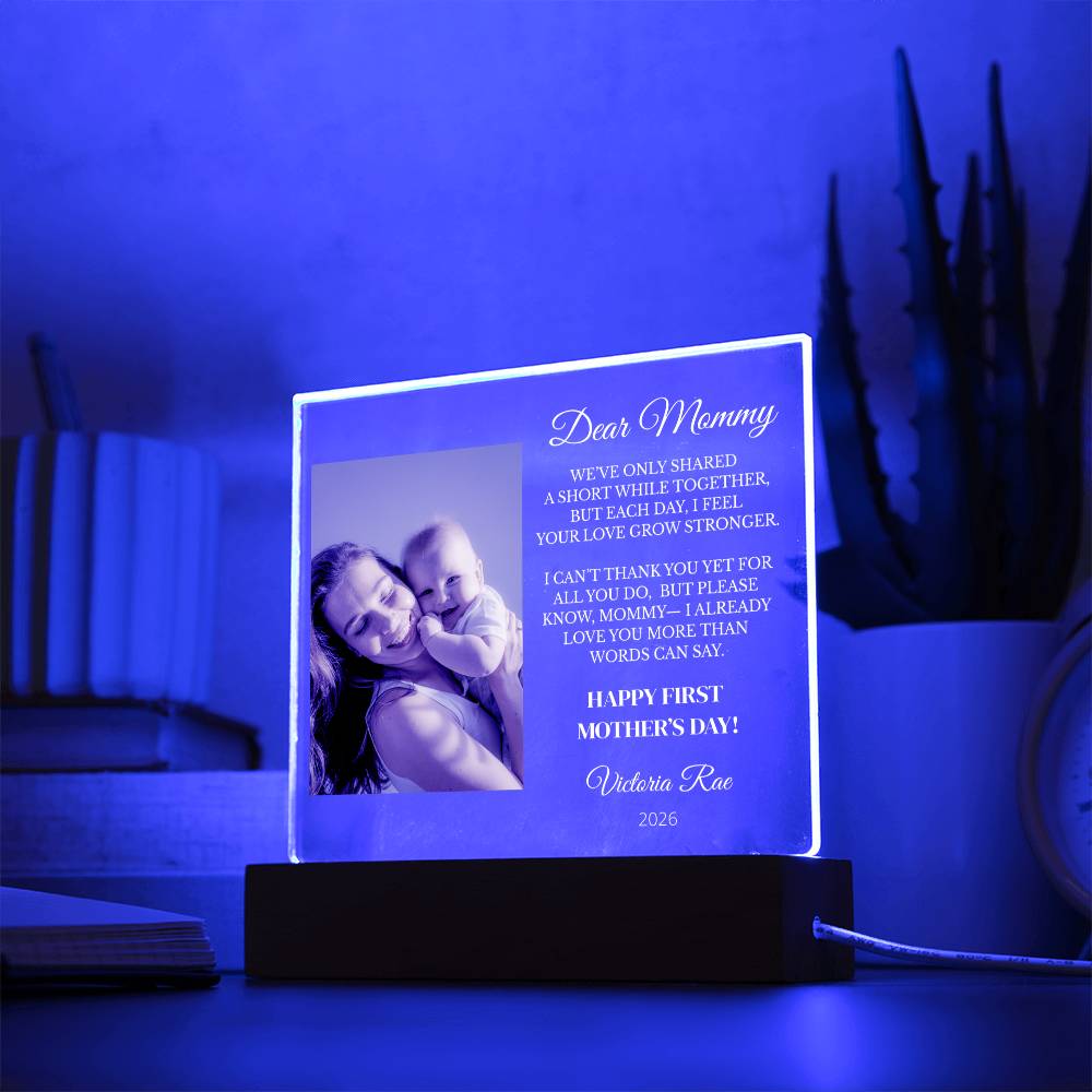 First Mother’s Day Keepsake – Personalized Baby to Mom Acrylic Square Plaque