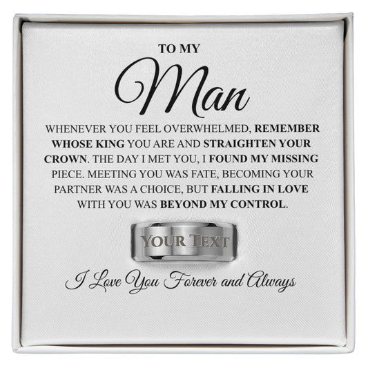 engraved ring for man with romantic message card gift