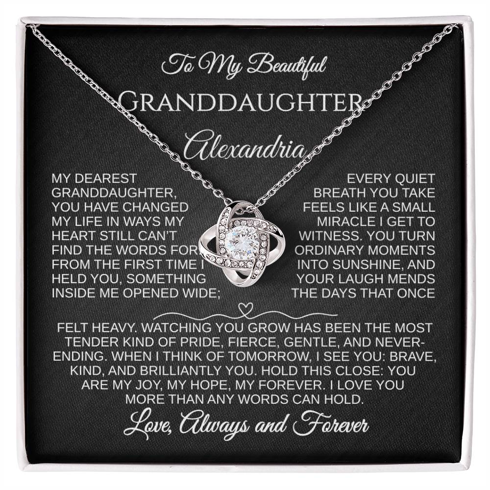 To My Beautiful Granddaughter | You Are My Joy | Personalized Love Knot Necklace