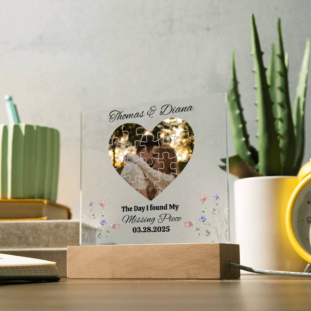 Found My Missing Piece | Personalized Acrylic Square Plaque (Blk)