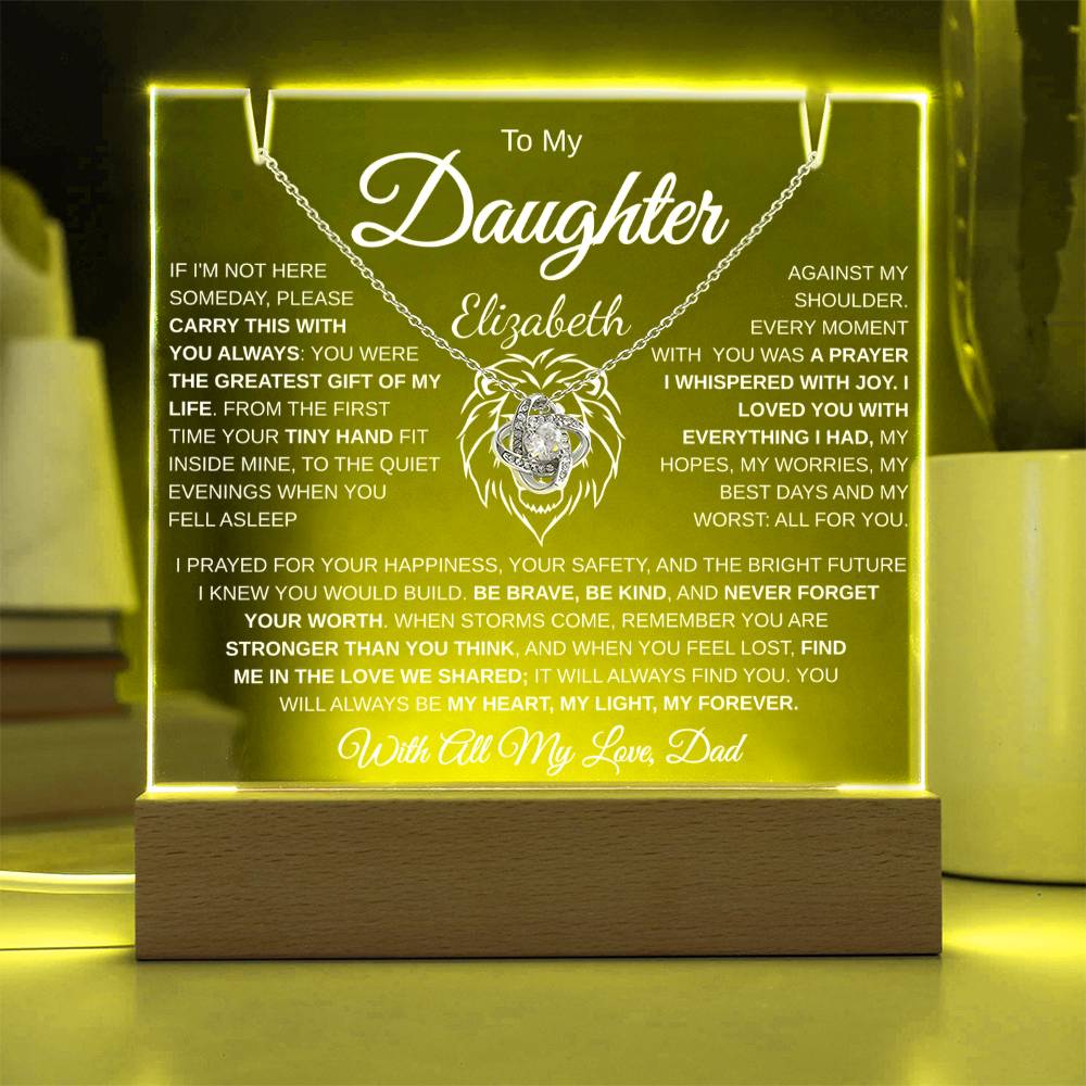 Personalized daughter gift set acrylic plaque necklace from dad emotional keepsake