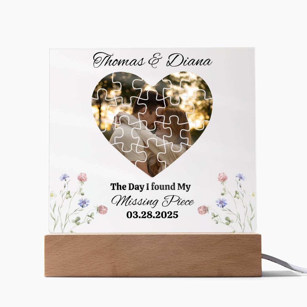 Found My Missing Piece | Personalized Acrylic Square Plaque (Blk)