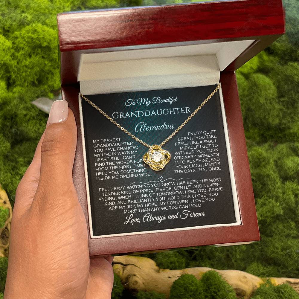 To My Beautiful Granddaughter | You Are My Joy | Personalized Love Knot Necklace