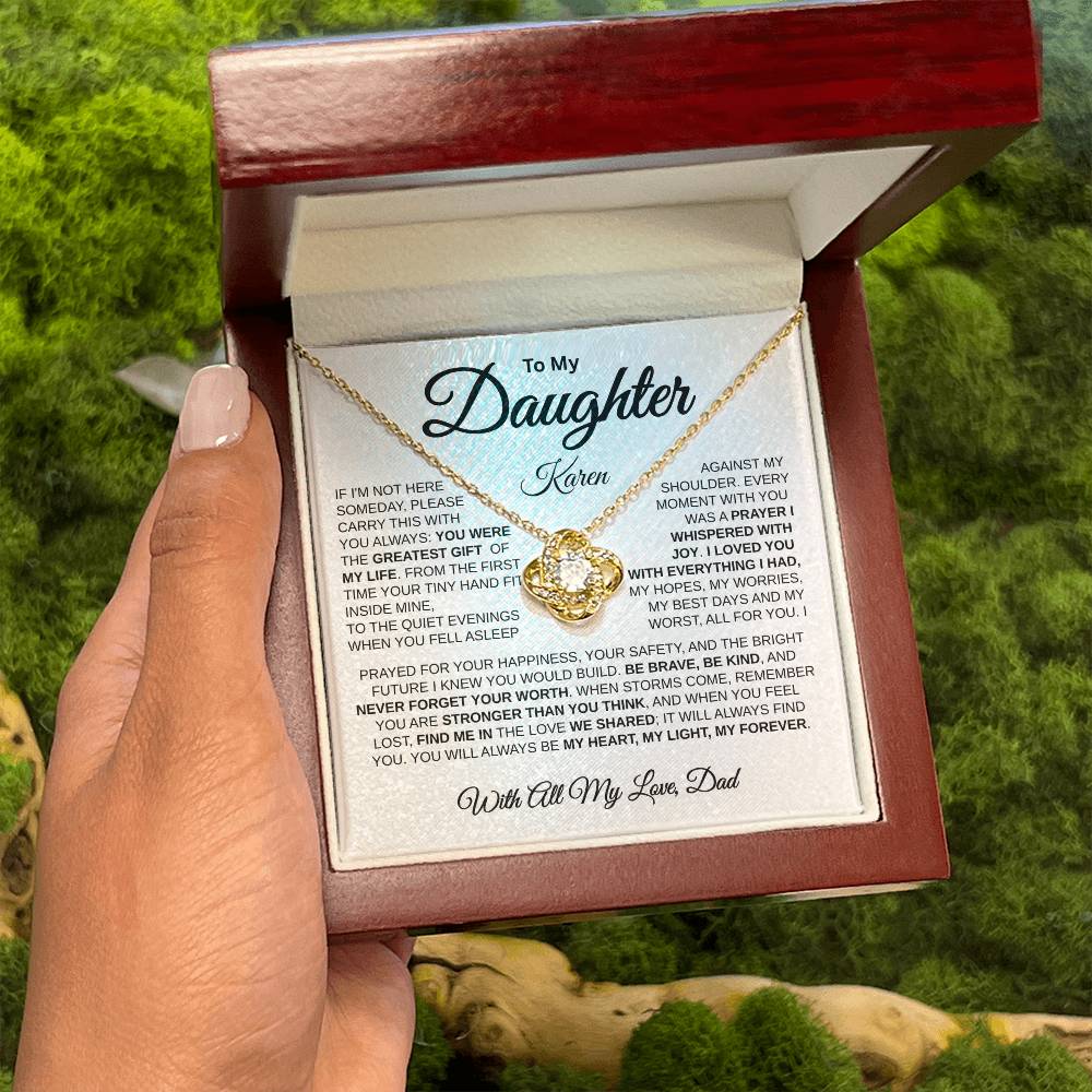 To My Daughter | My Greatest Gift  | Love Knot Necklace (WHT)