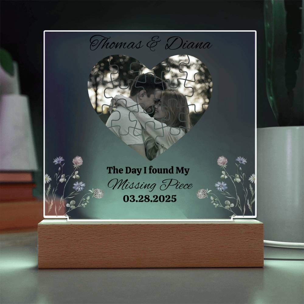 Found My Missing Piece | Personalized Acrylic Square Plaque (Blk)