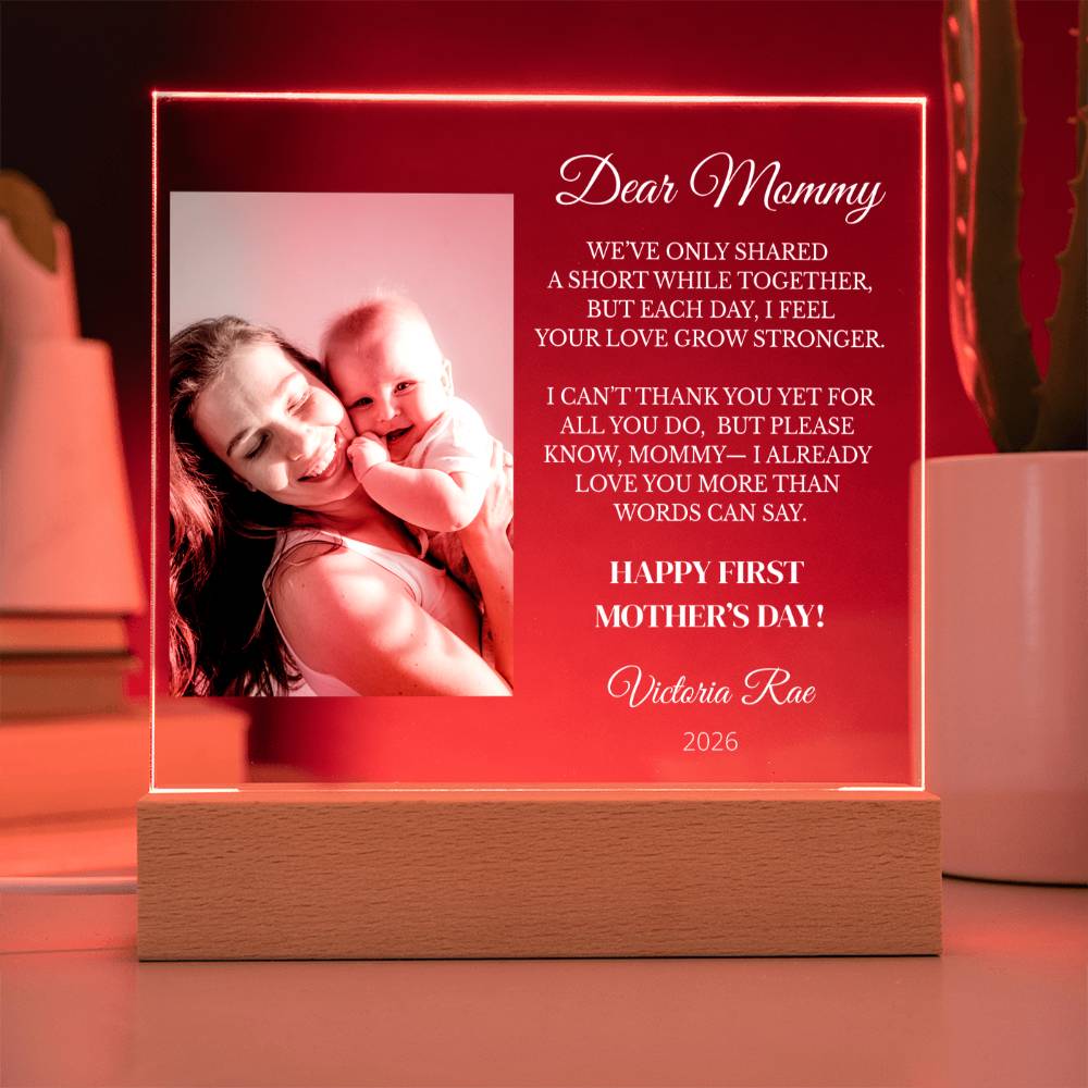 First Mother’s Day Keepsake – Personalized Baby to Mom Acrylic Square Plaque