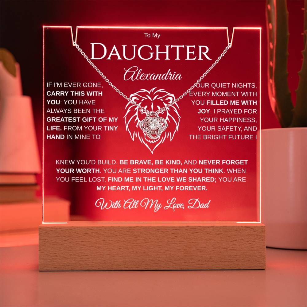 To My Daughter | Filled Me With Joy | Personalized Keepsake Acrylic Bundle Love Knot Necklace