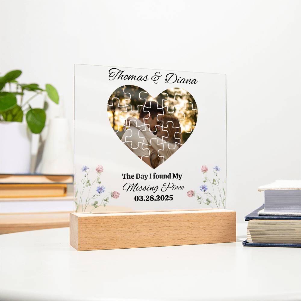 Found My Missing Piece | Personalized Acrylic Square Plaque (Blk)