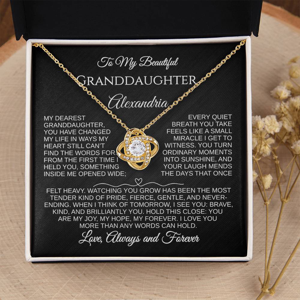 To My Beautiful Granddaughter | You Are My Joy | Personalized Love Knot Necklace