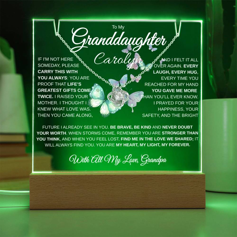 To My Granddaughter | My Heart | Personalized Keepsake Acrylic Bundle (Love Knot)