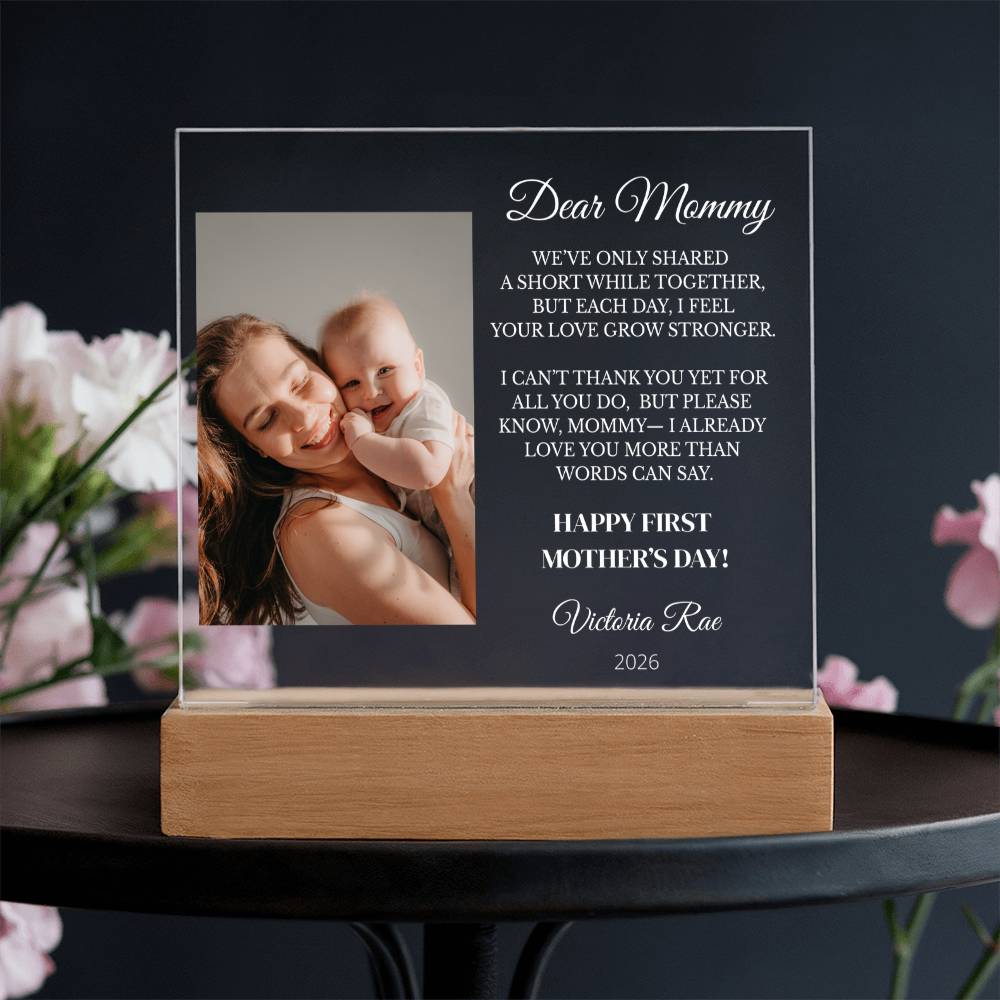 First Mother’s Day Keepsake – Personalized Baby to Mom Acrylic Square Plaque