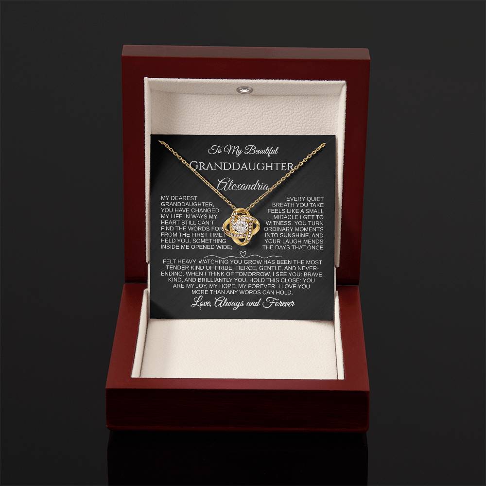 To My Beautiful Granddaughter | You Are My Joy | Personalized Love Knot Necklace
