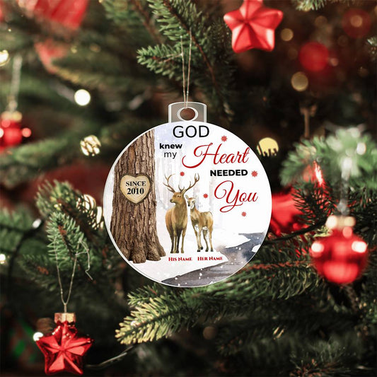 My Heart Needed You | Personalized Deer Couple Ornament
