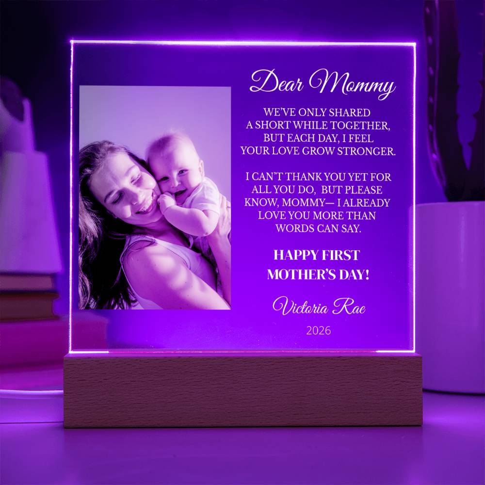 First Mother’s Day Keepsake – Personalized Baby to Mom Acrylic Square Plaque