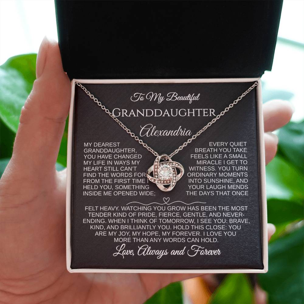 To My Beautiful Granddaughter | You Are My Joy | Personalized Love Knot Necklace