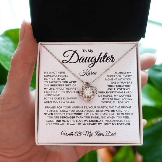 To My Daughter | My Greatest Gift  | Love Knot Necklace (WHT)