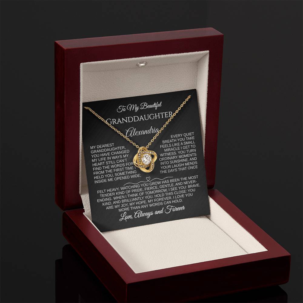 To My Beautiful Granddaughter | You Are My Joy | Personalized Love Knot Necklace