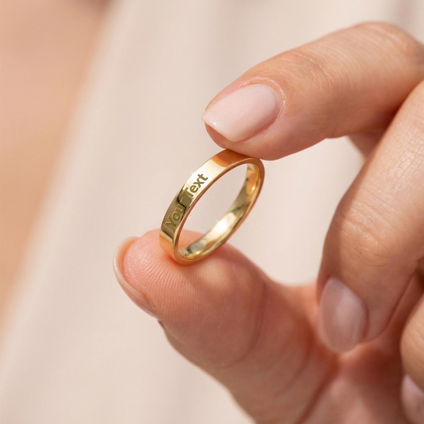 Custom Engraved Ring for Her – Personalized Message Band Gift (WHT)