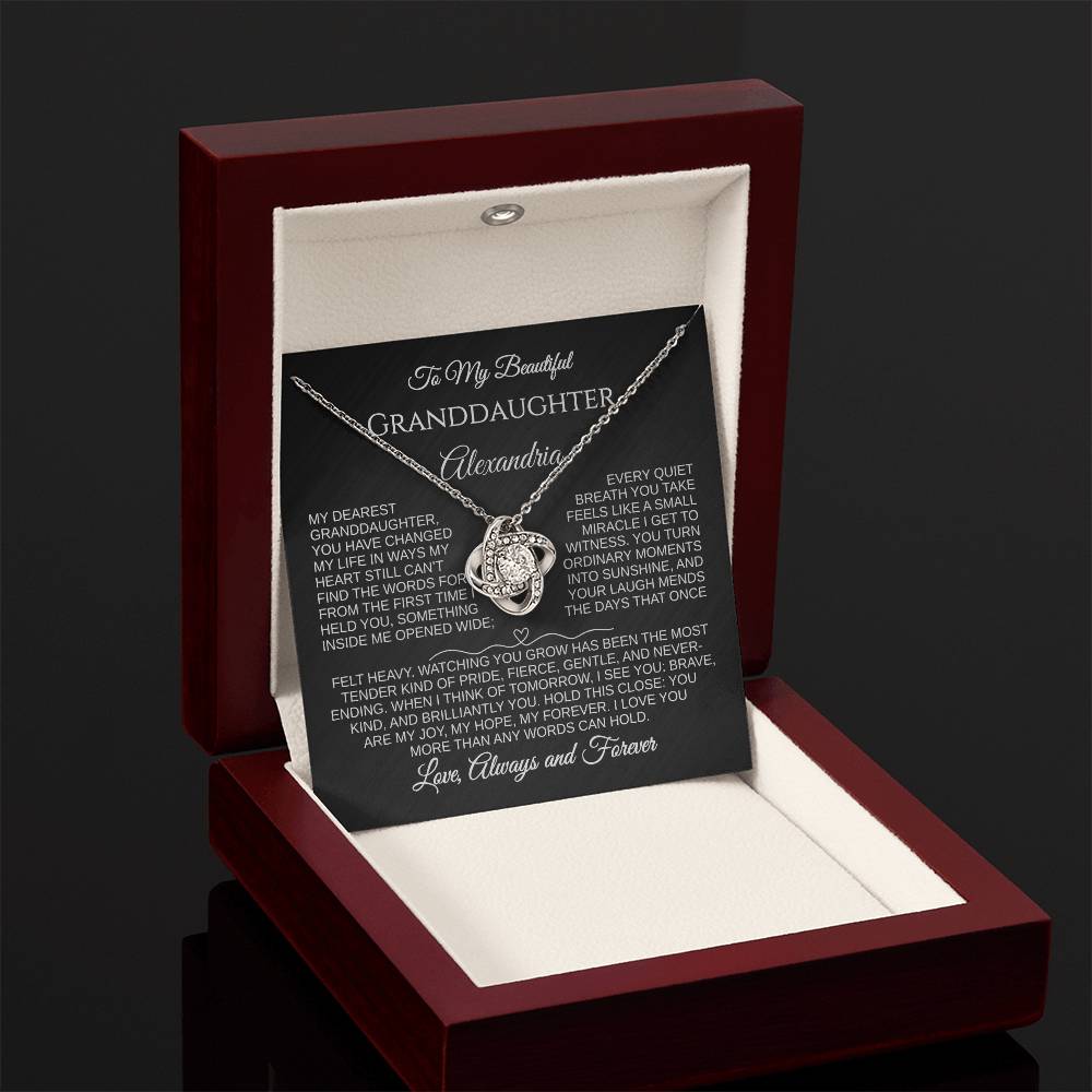 To My Beautiful Granddaughter | You Are My Joy | Personalized Love Knot Necklace