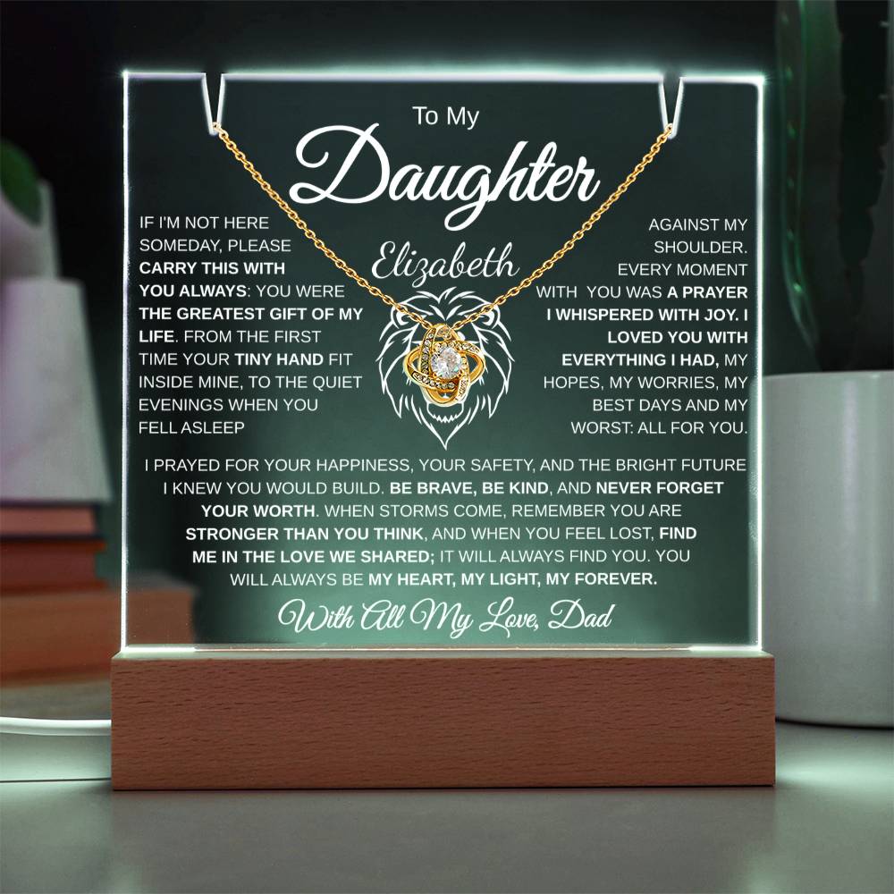 To my daughter personalized acrylic plaque with her name printed from dad