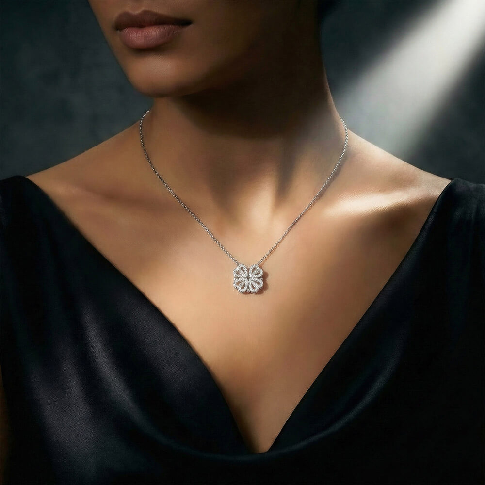 Magnetic heart necklace elegant women’s pendant close up