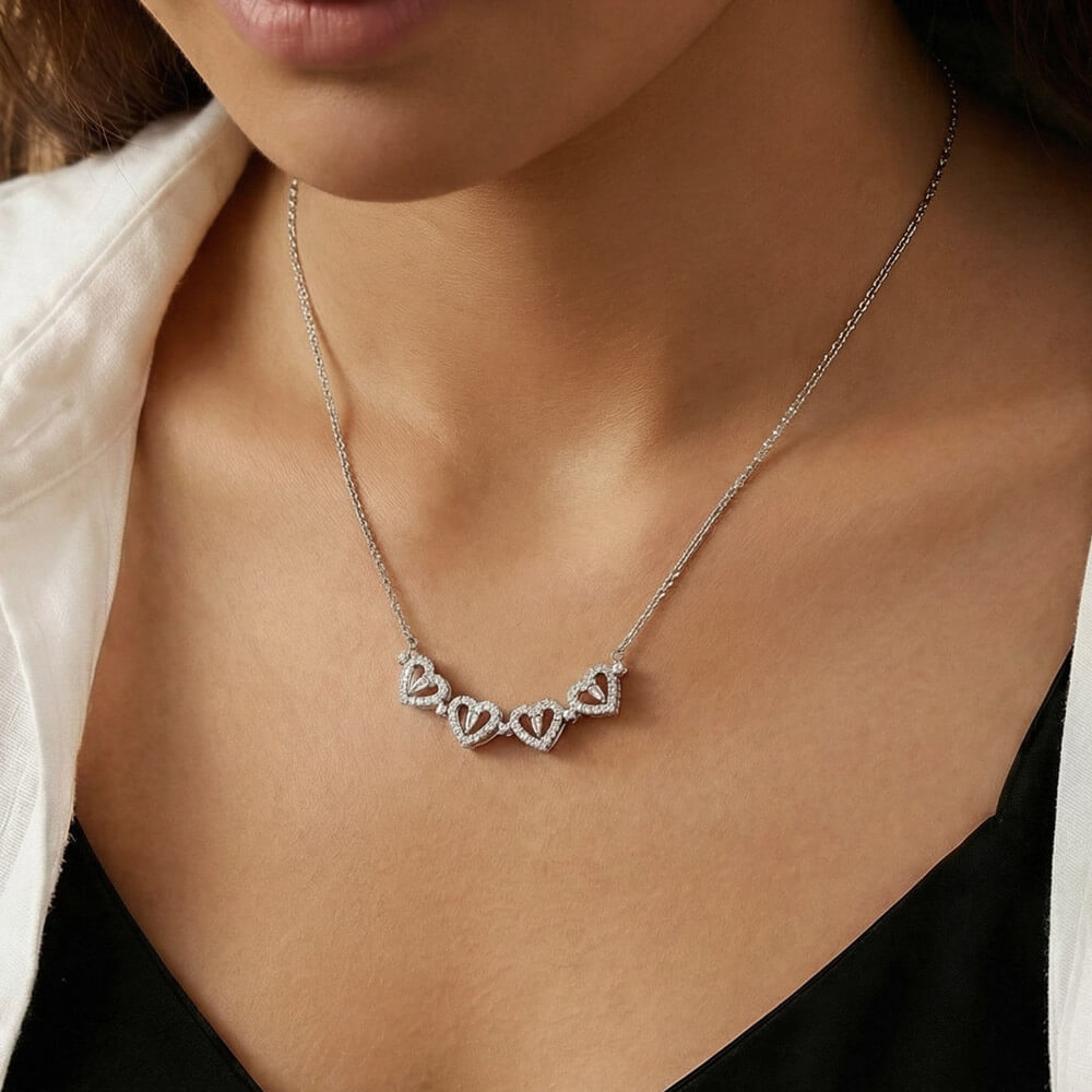 Clover necklace with heart design romantic gift for girlfriend