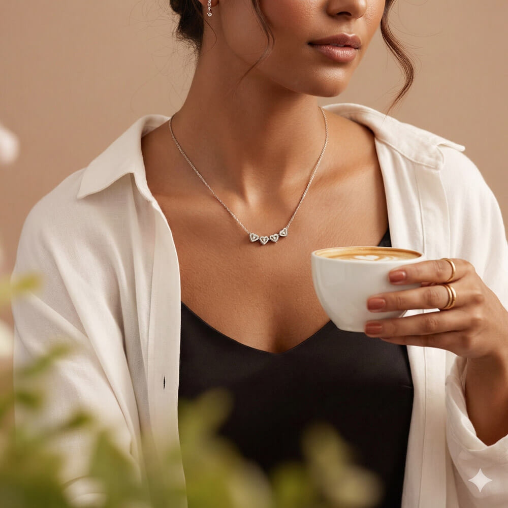 Elegant heart clover necklace for everyday wear women