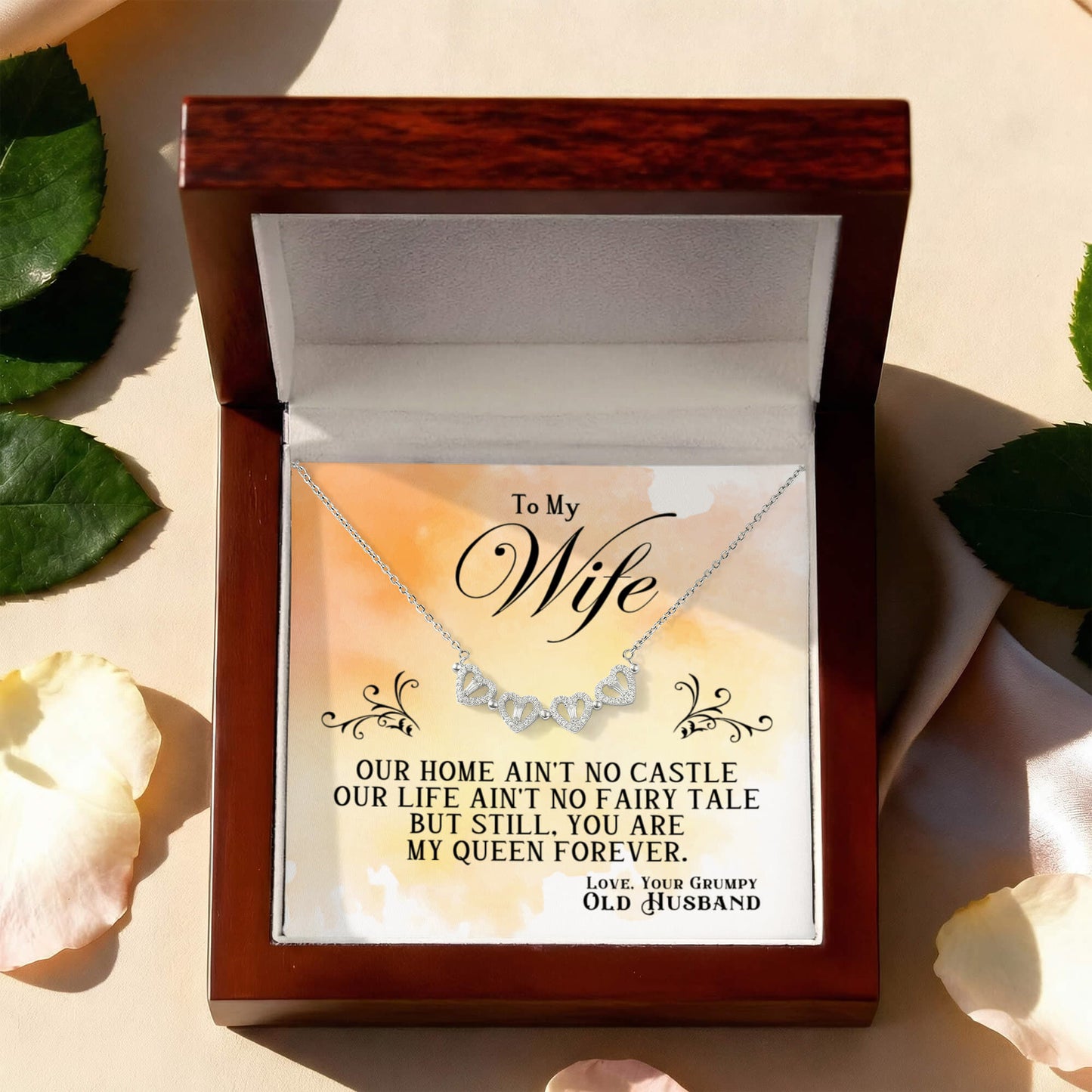 To My Wife My Queen | Magnetic Hearts Necklace