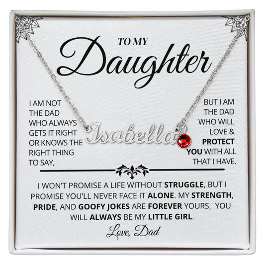 Custom name necklace with birthstone for daughter in gift box