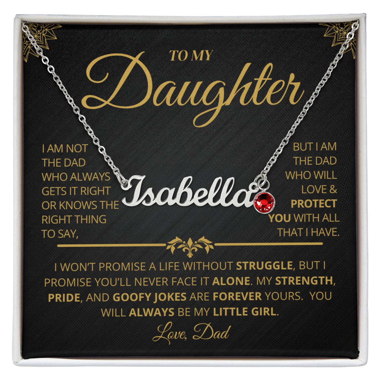 To My Daughter Necklace with Name & Birthstone | Personalized Gift She’ll Treasure