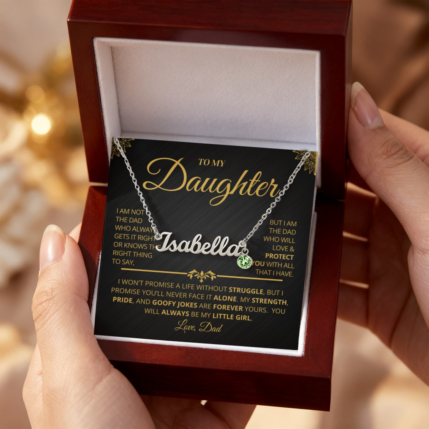 To My Daughter Necklace with Name & Birthstone | Personalized Gift She’ll Treasure
