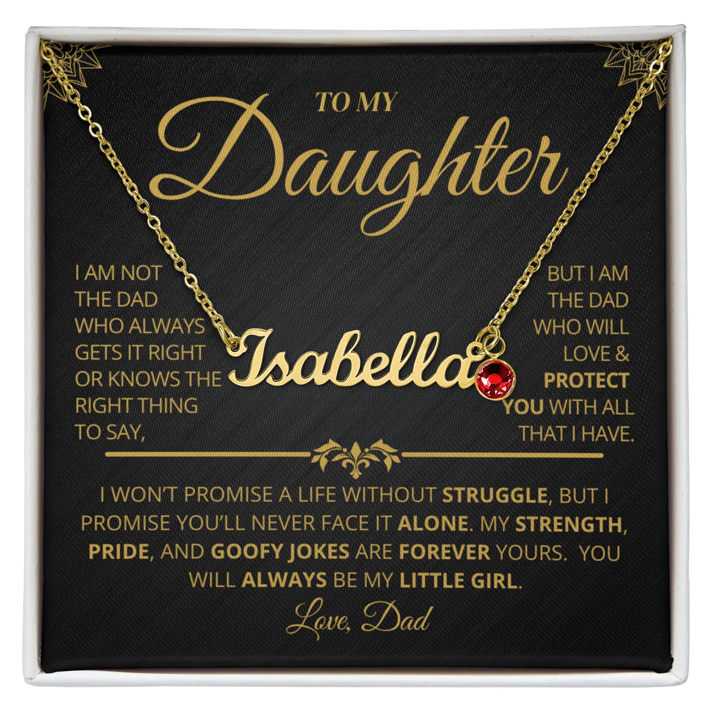 To My Daughter Necklace with Name & Birthstone | Personalized Gift She’ll Treasure