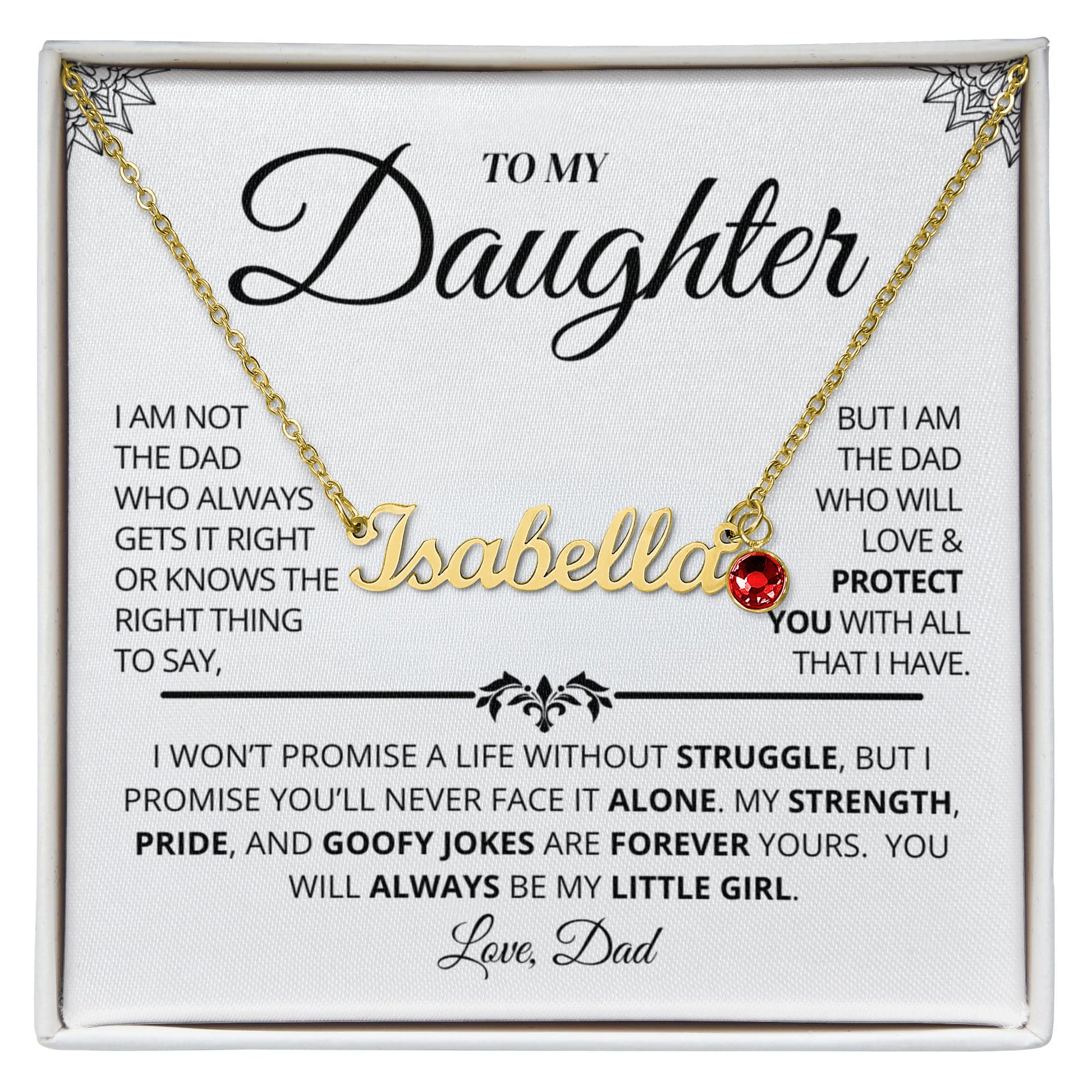 Custom cursive name necklace with birthstone charm for women
