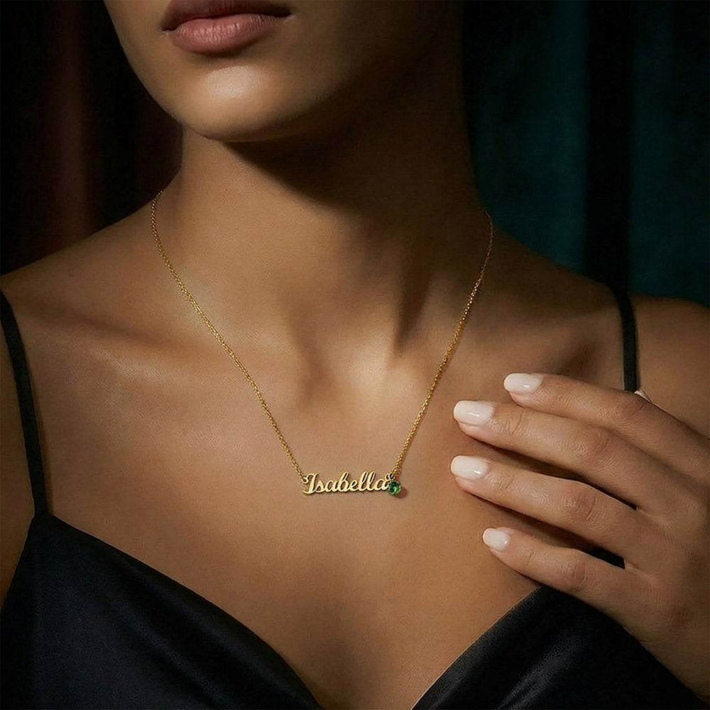 Custom Name Necklace with Birthstone for Daughter | Personalized Gift from Dad