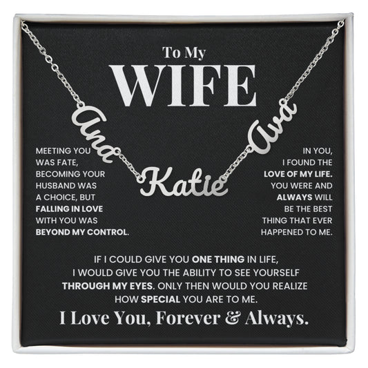 Custom wife necklace with names Anna Katie Ava jewelry gift
