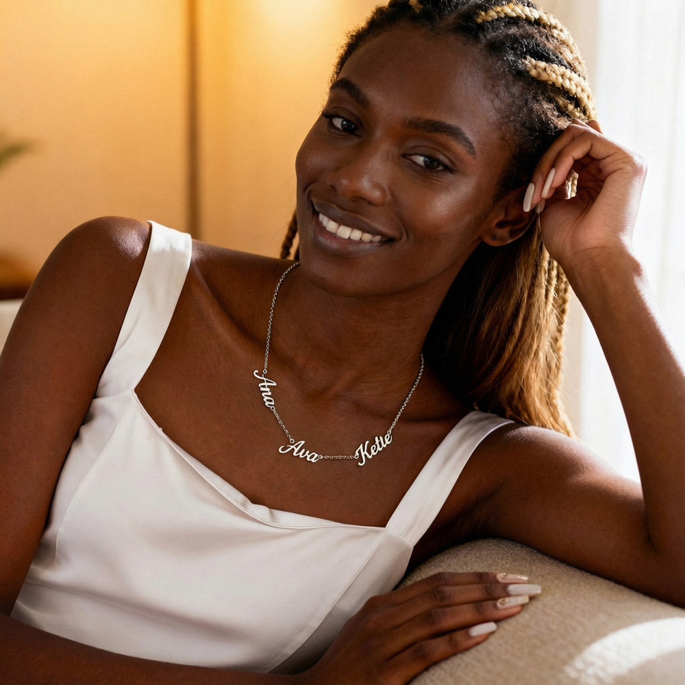 To My Wife | Love of My Life | Multiple Name Necklace (WHT TXT)